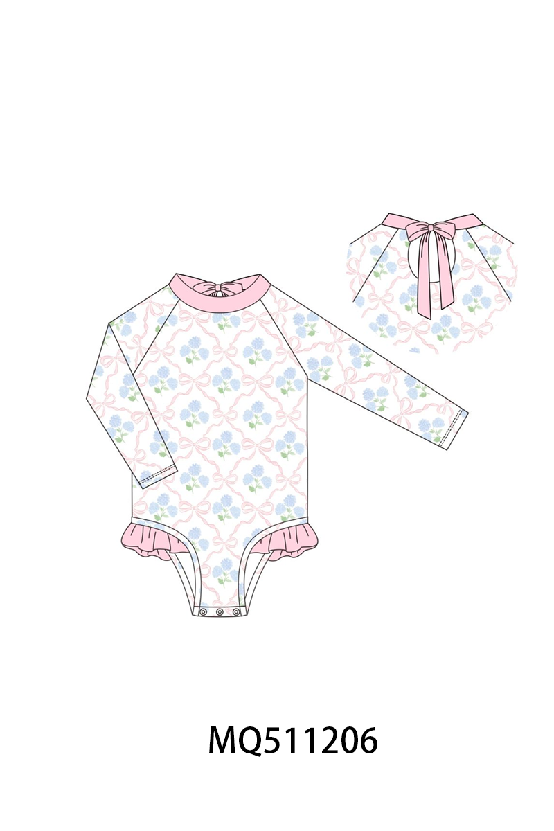 Pink floral ruffle girl swimwear collection - PO74 - 11/30 - ETA Mid April