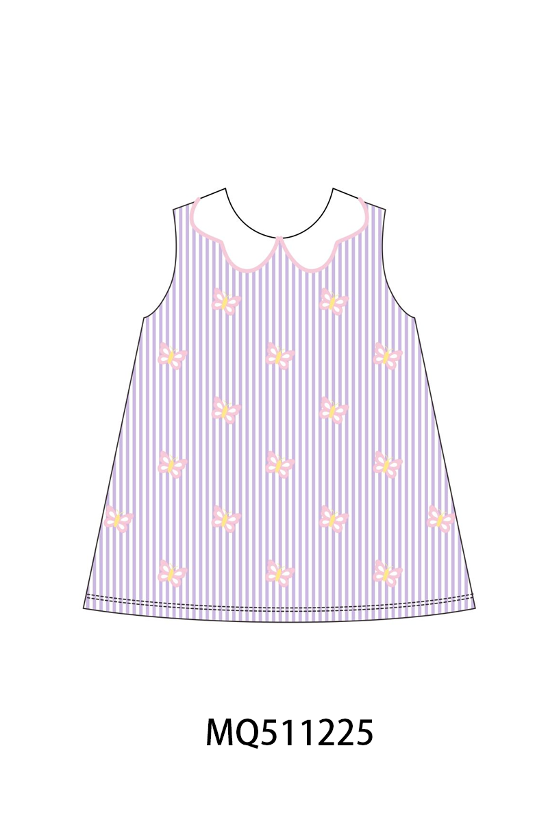 Purple seersucker butterfly embroidery collection - PO74 - 11/30 - ETA Mid April