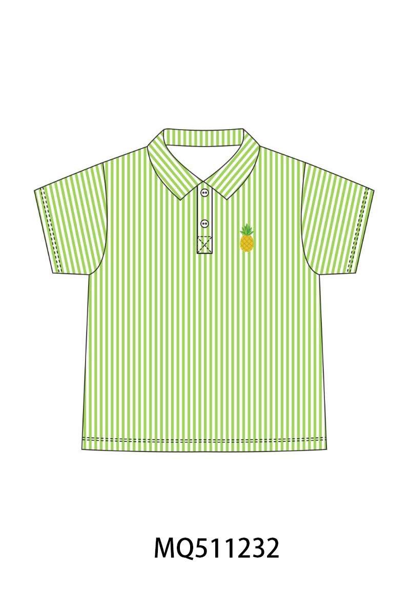Green seersucker pineapple embroidery collection - PO74 - 11/30 - ETA Mid April