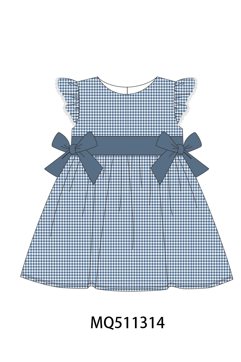Multicolored gingham bow ruffle dress - PO74 - 11/30 - ETA Mid April