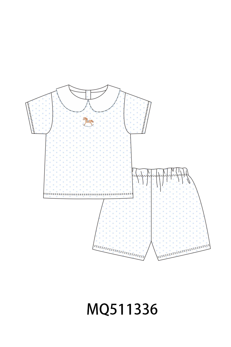 Blue horse embroidery dot collection - PO74 - 11/30 - ETA Mid April