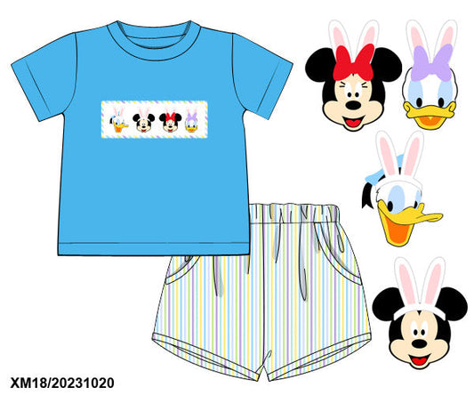 Easter Mouse Smocked Boy Short Set PO51 - ETA early March