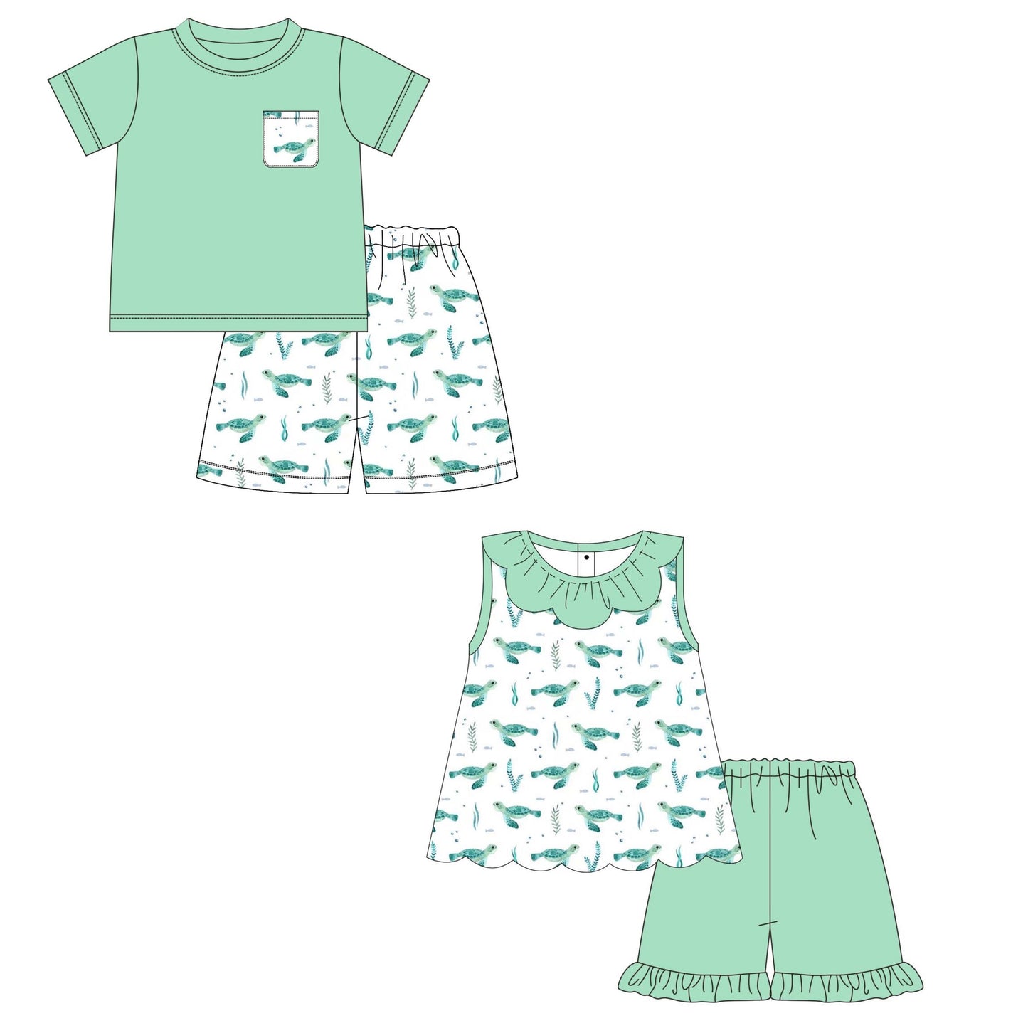 Turtle Watercolor Short Sets - 12/8 - ETA late March