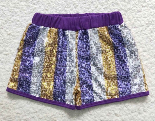 FS - Purple/Gold/White Sequin Shorts