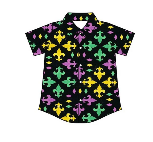 FS - Mardi Fleur de Lis Button Down Shirt