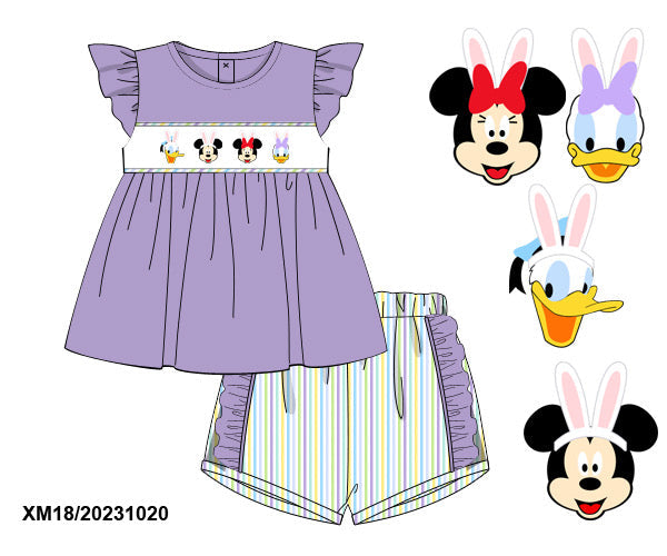 Easter Mouse Smocked Girl Short Set PO51 - ETA early March