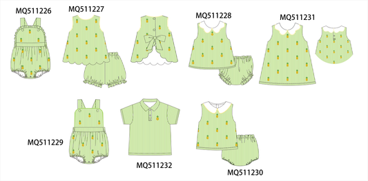 Green seersucker pineapple embroidery collection - PO74 - 11/30 - ETA Mid April