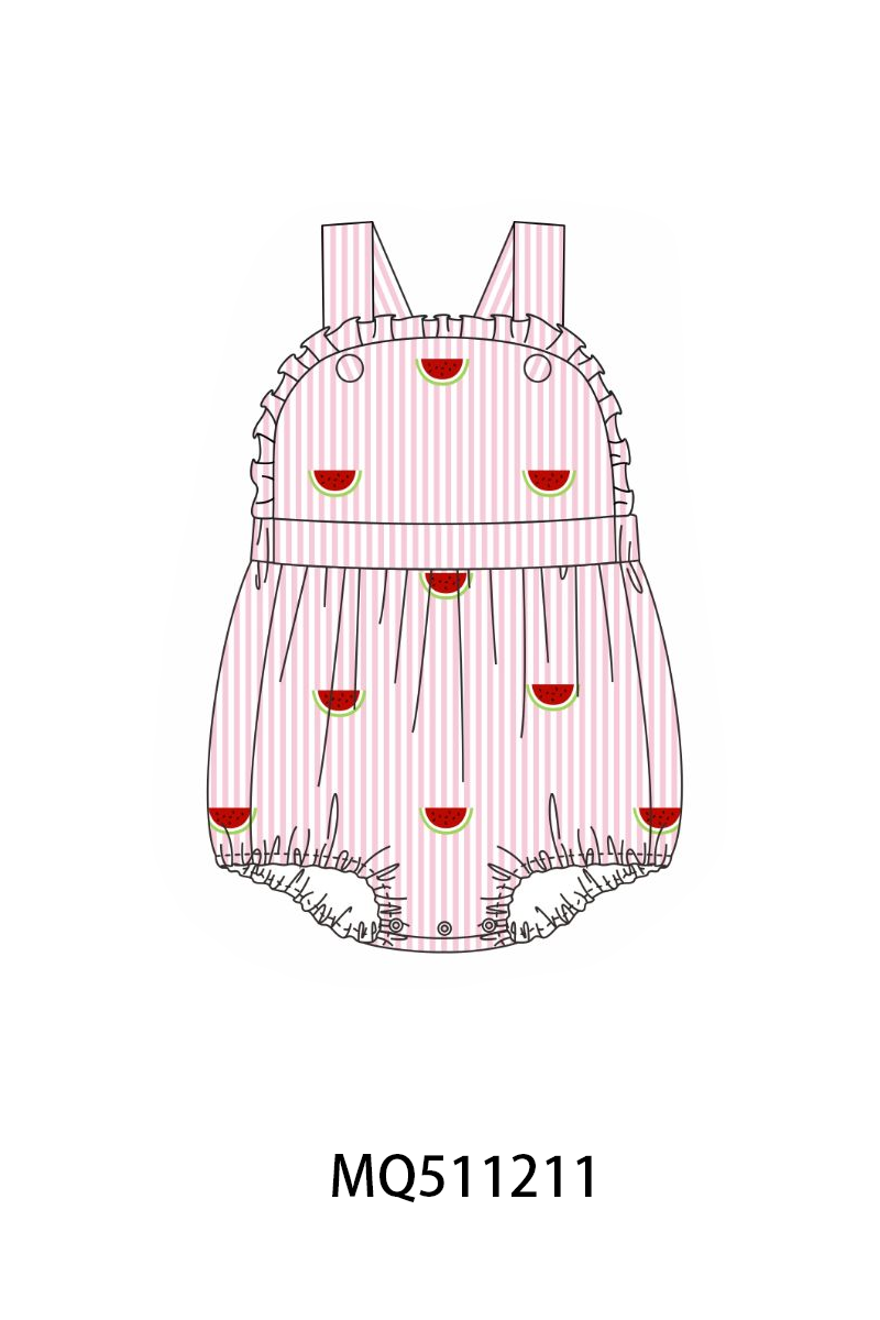 Pink seersucker stripe watermelon embroidery collection - PO74 - 11/30 - ETA Mid April