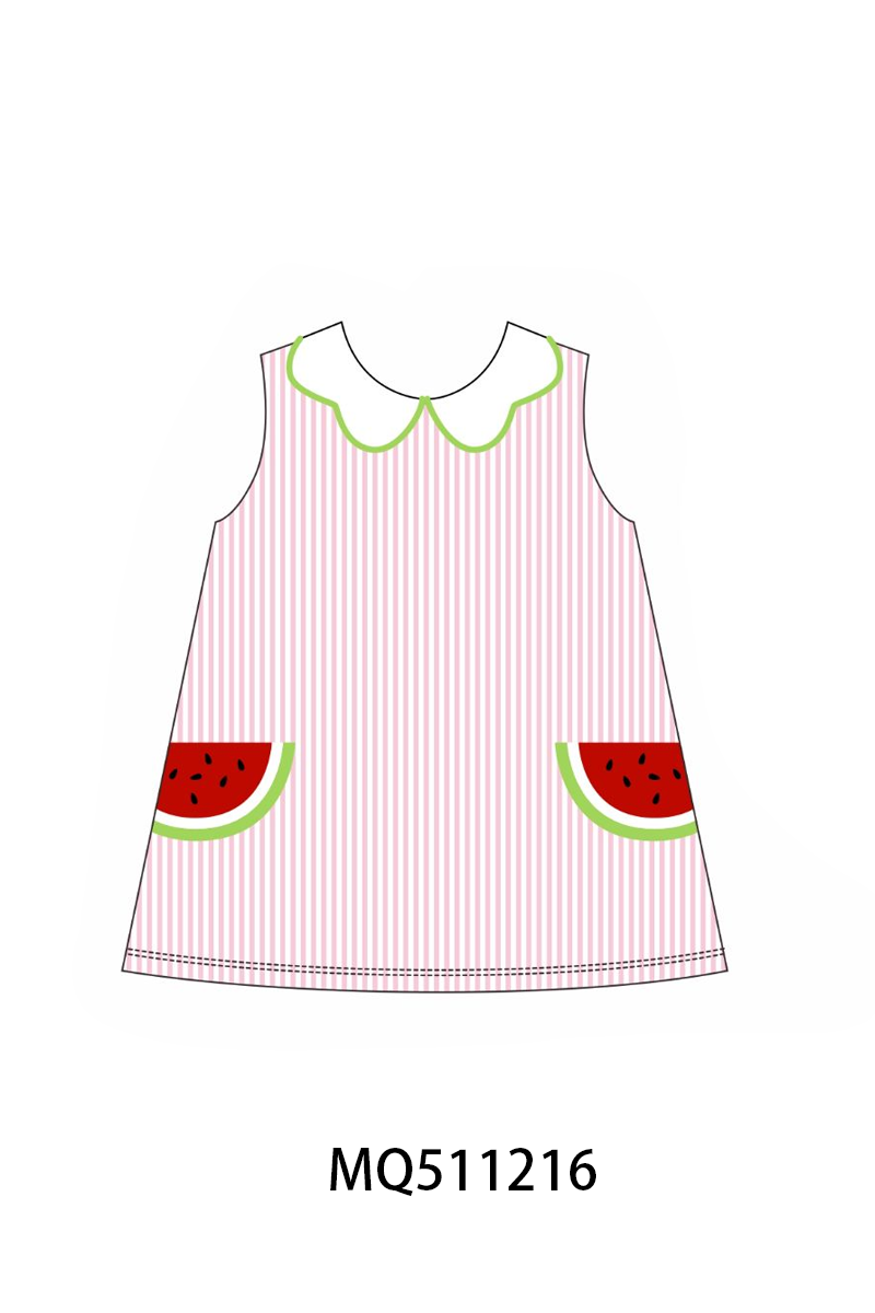 Pink seersucker stripe watermelon embroidery collection - PO74 - 11/30 - ETA Mid April