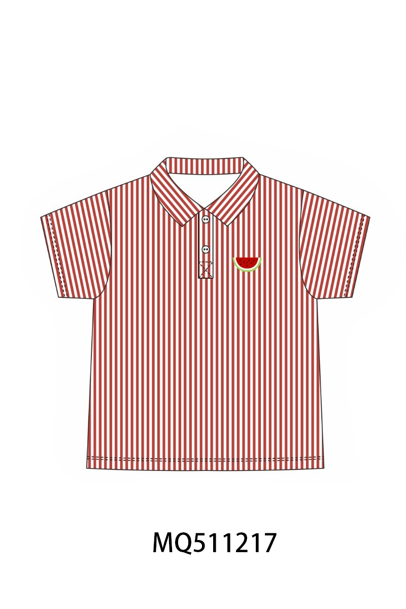 Pink seersucker stripe watermelon embroidery collection - PO74 - 11/30 - ETA Mid April