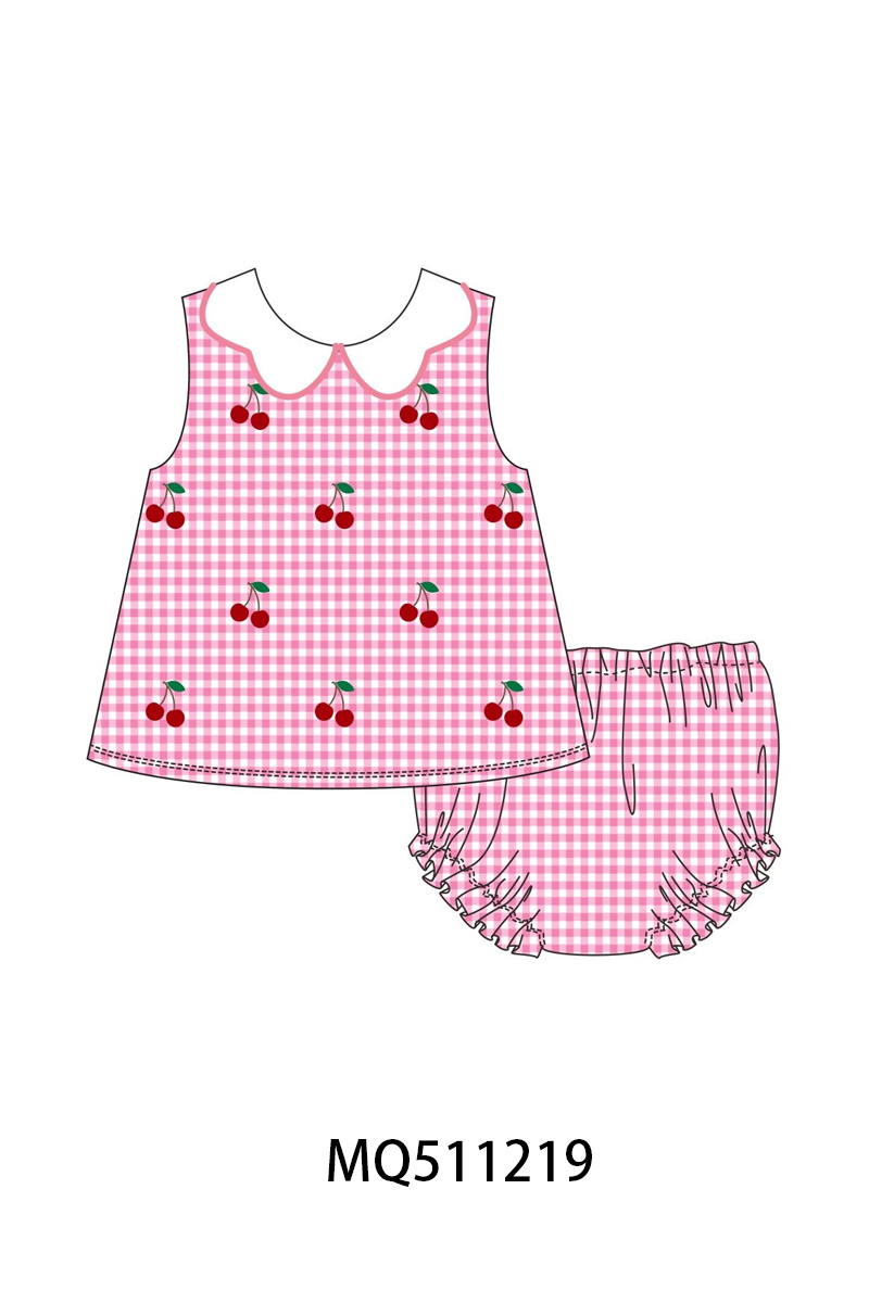 Pink seersucker cherry gingham collection - PO74 - 11/30 - ETA Mid April