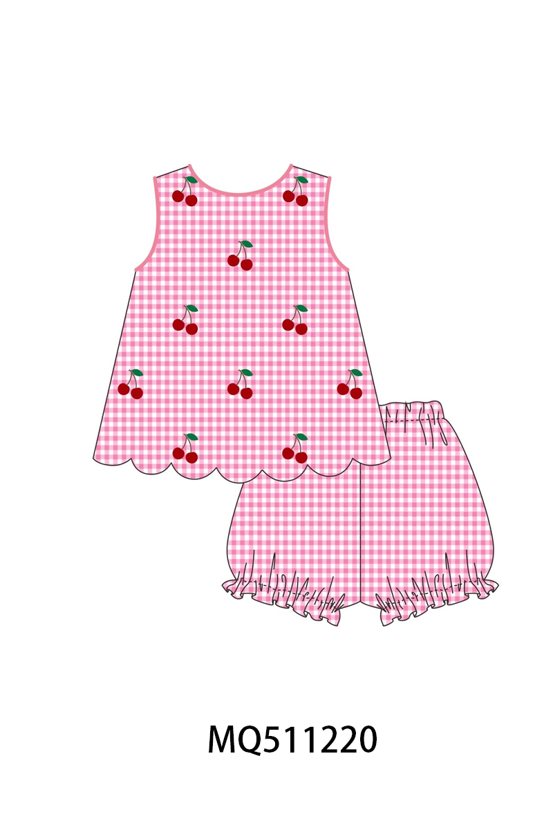 Pink seersucker cherry gingham collection - PO74 - 11/30 - ETA Mid April