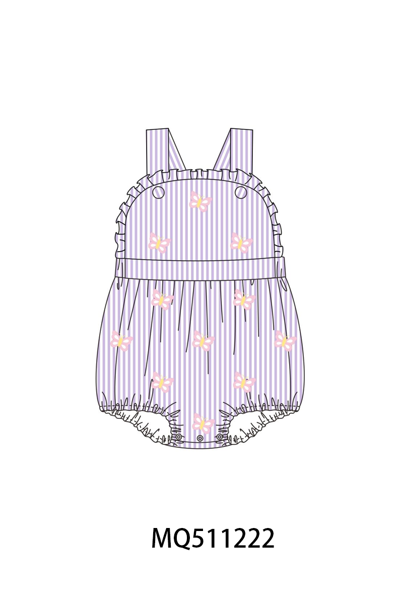 Purple seersucker butterfly embroidery collection - PO74 - 11/30 - ETA Mid April