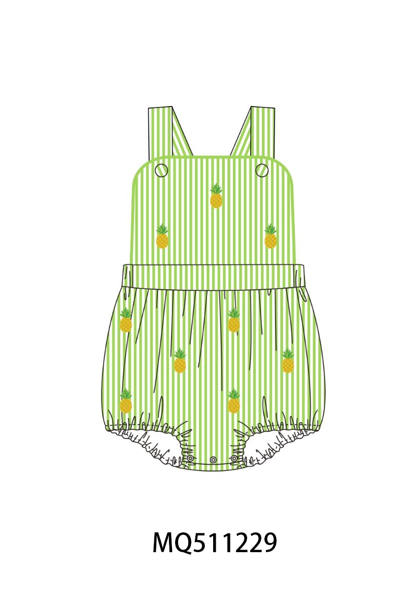 Green seersucker pineapple embroidery collection - PO74 - 11/30 - ETA Mid April