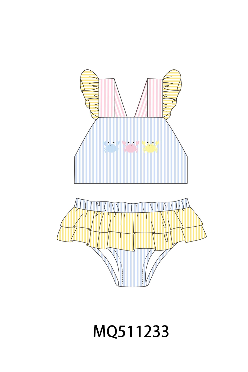 Colorblock crab embroidery stripe swimwear collection - PO74 - 11/30 - ETA Mid April