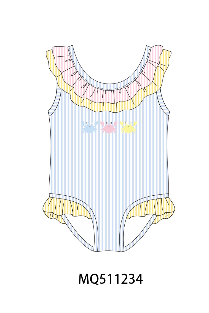 Colorblock crab embroidery stripe swimwear collection - PO74 - 11/30 - ETA Mid April