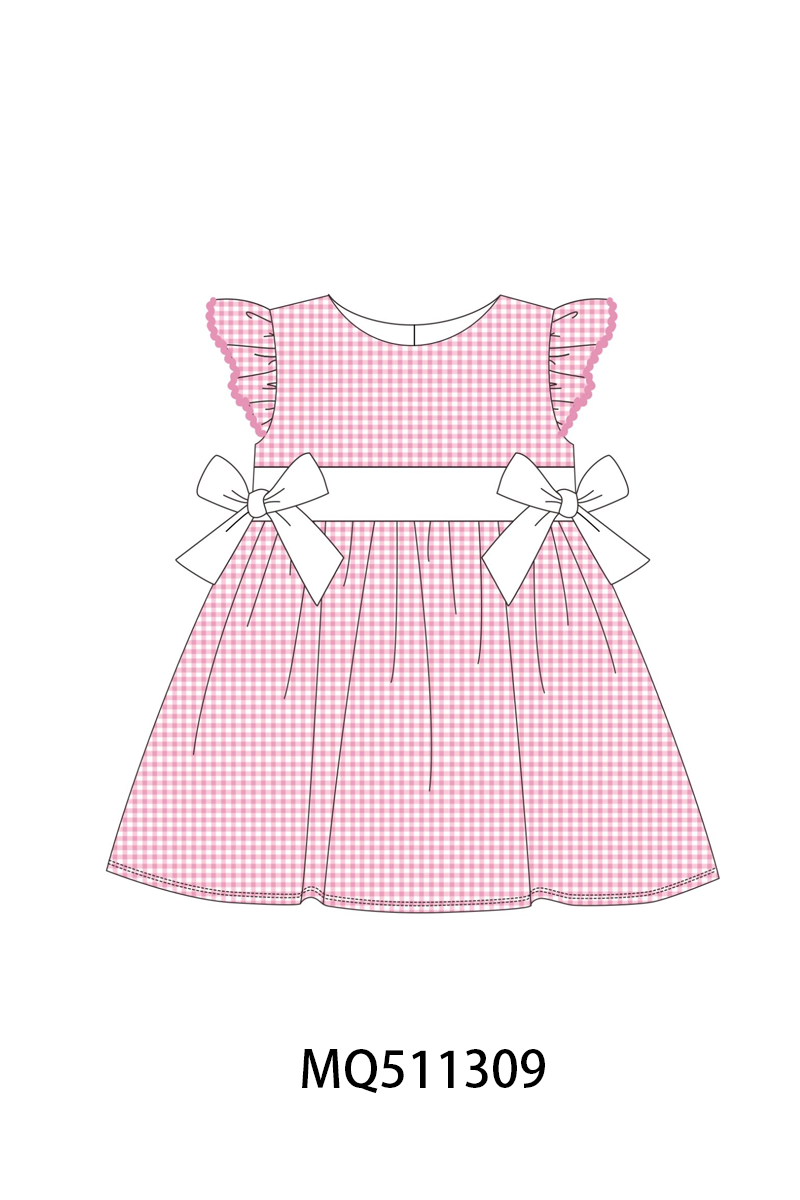 Multicolored gingham bow ruffle dress - PO74 - 11/30 - ETA Mid April