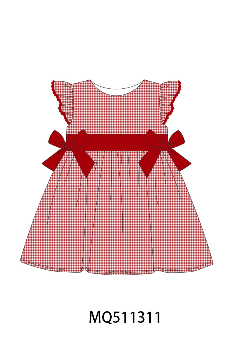 Multicolored gingham bow ruffle dress - PO74 - 11/30 - ETA Mid April