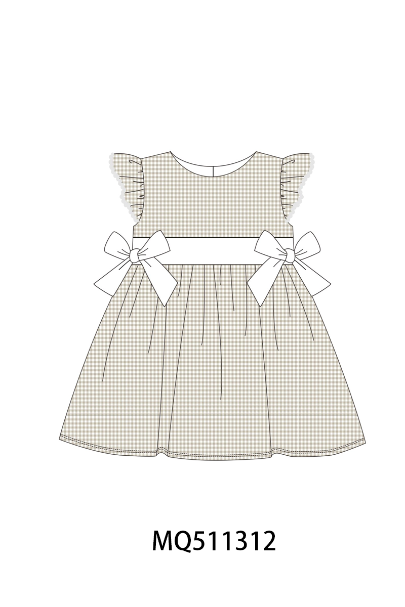 Multicolored gingham bow ruffle dress - PO74 - 11/30 - ETA Mid April