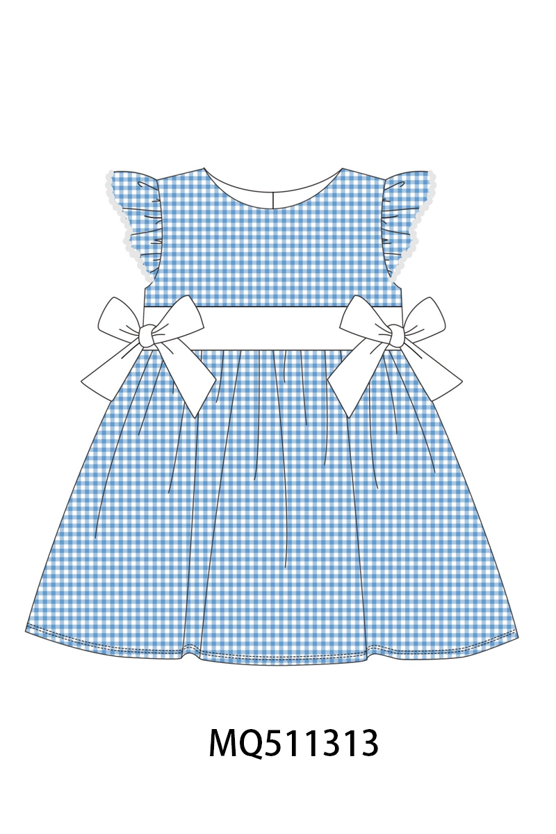 Multicolored gingham bow ruffle dress - PO74 - 11/30 - ETA Mid April