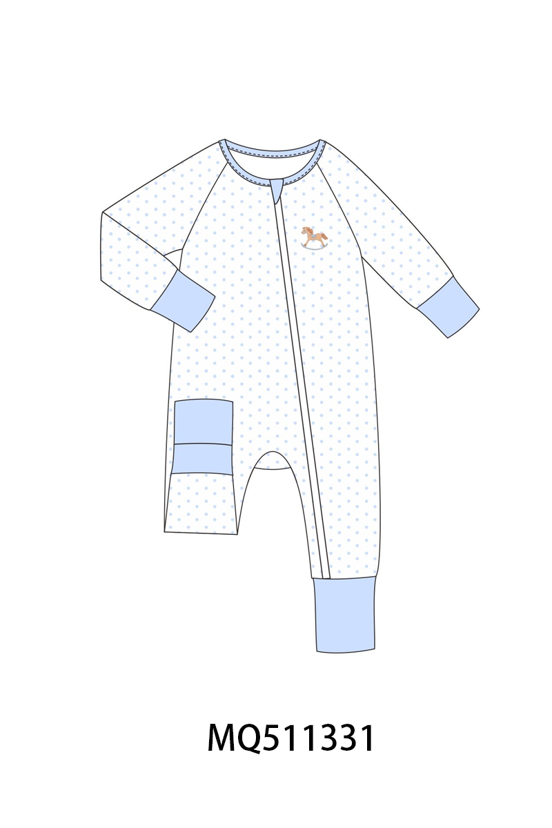 Blue horse embroidery dot collection - PO74 - 11/30 - ETA Mid April