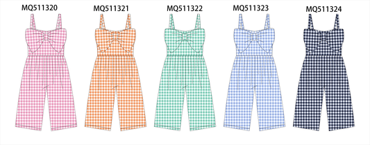 Multicolored gingham bow jumpsuit collection - PO74 - 11/30 - ETA Mid April