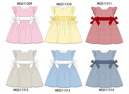Multicolored gingham bow ruffle dress - PO74 - 11/30 - ETA Mid April