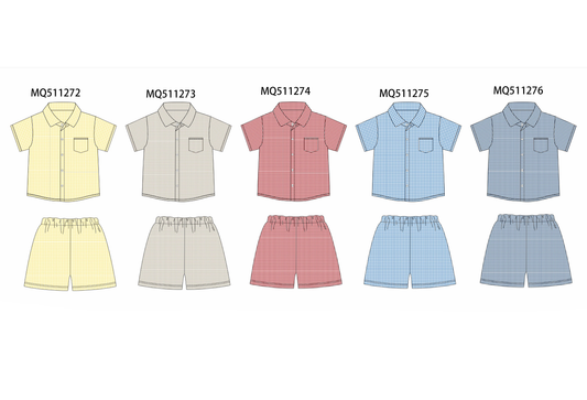 Multicolored gingham button down shorts set collection - PO74 - 11/30 - ETA Mid April