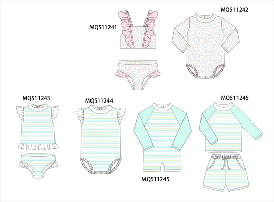 Pink&mint floral stripe swimwear collection - PO74 - 11/30 - ETA Mid April