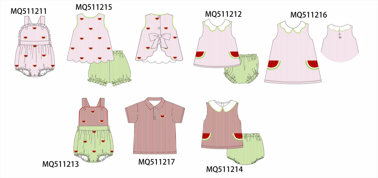 Pink seersucker stripe watermelon embroidery collection - PO74 - 11/30 - ETA Mid April