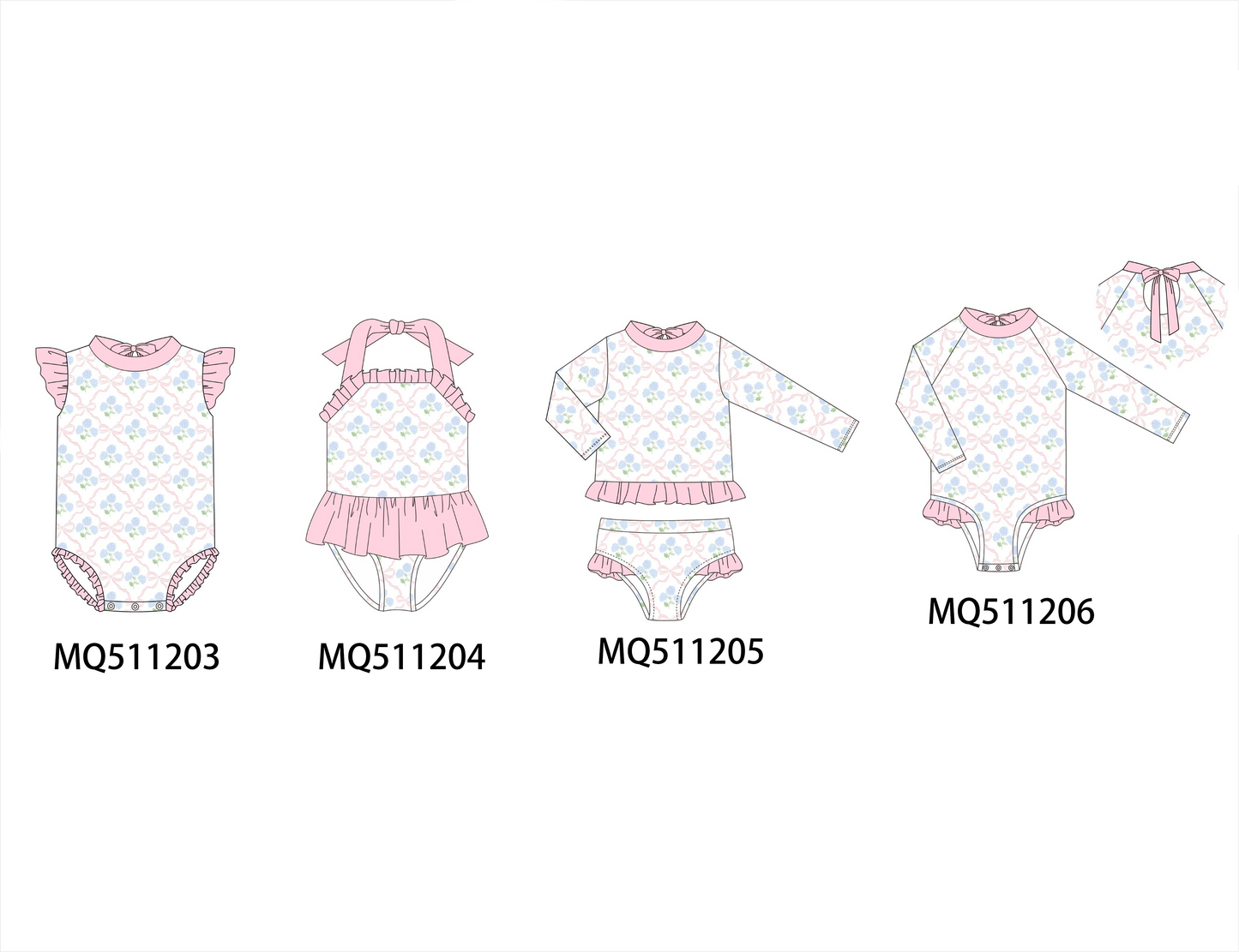 Pink floral ruffle girl swimwear collection - PO74 - 11/30 - ETA Mid April