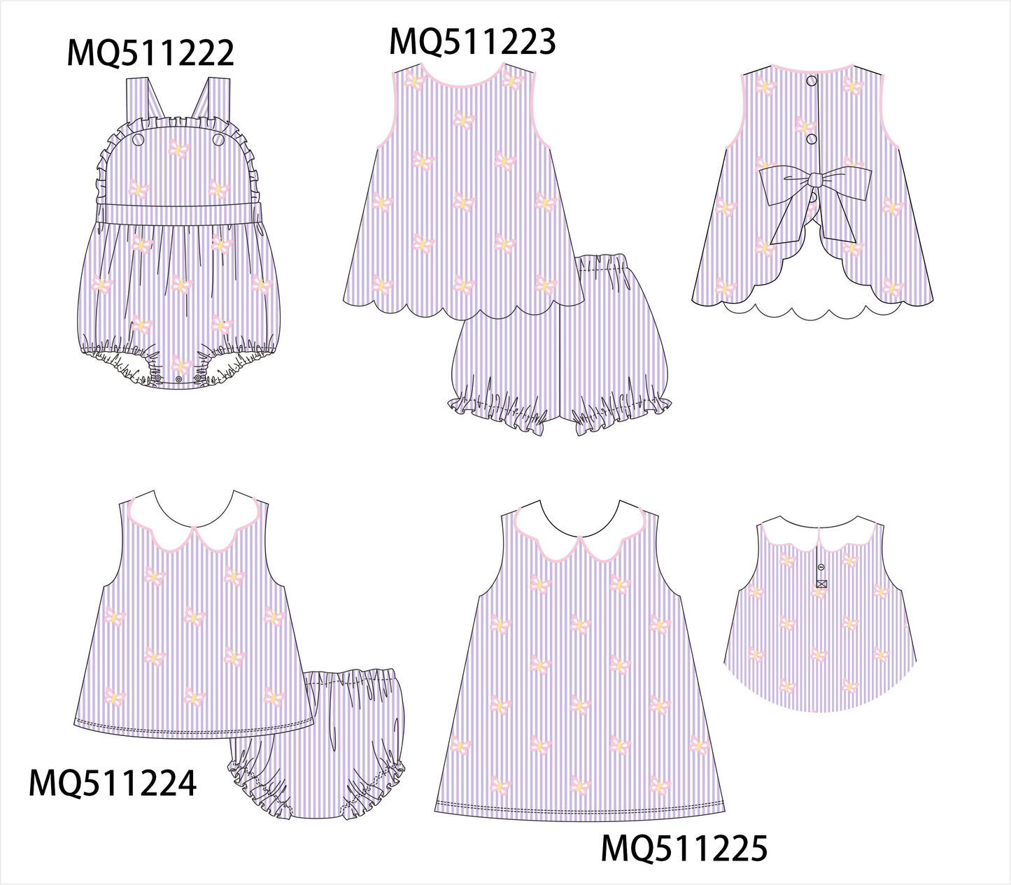 Purple seersucker butterfly embroidery collection - PO74 - 11/30 - ETA Mid April