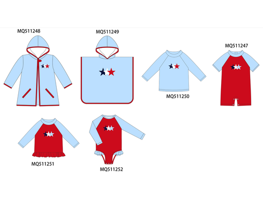 Red&blue star embroidery swimwear collection 1 - PO74 - 11/30 - ETA Mid April