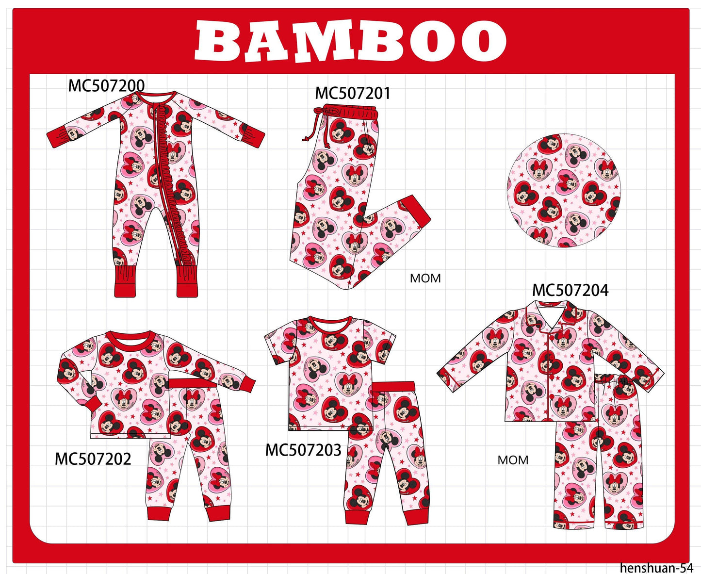 Character Bamboo Bows & Hearts - PO62 - ETA Mid December