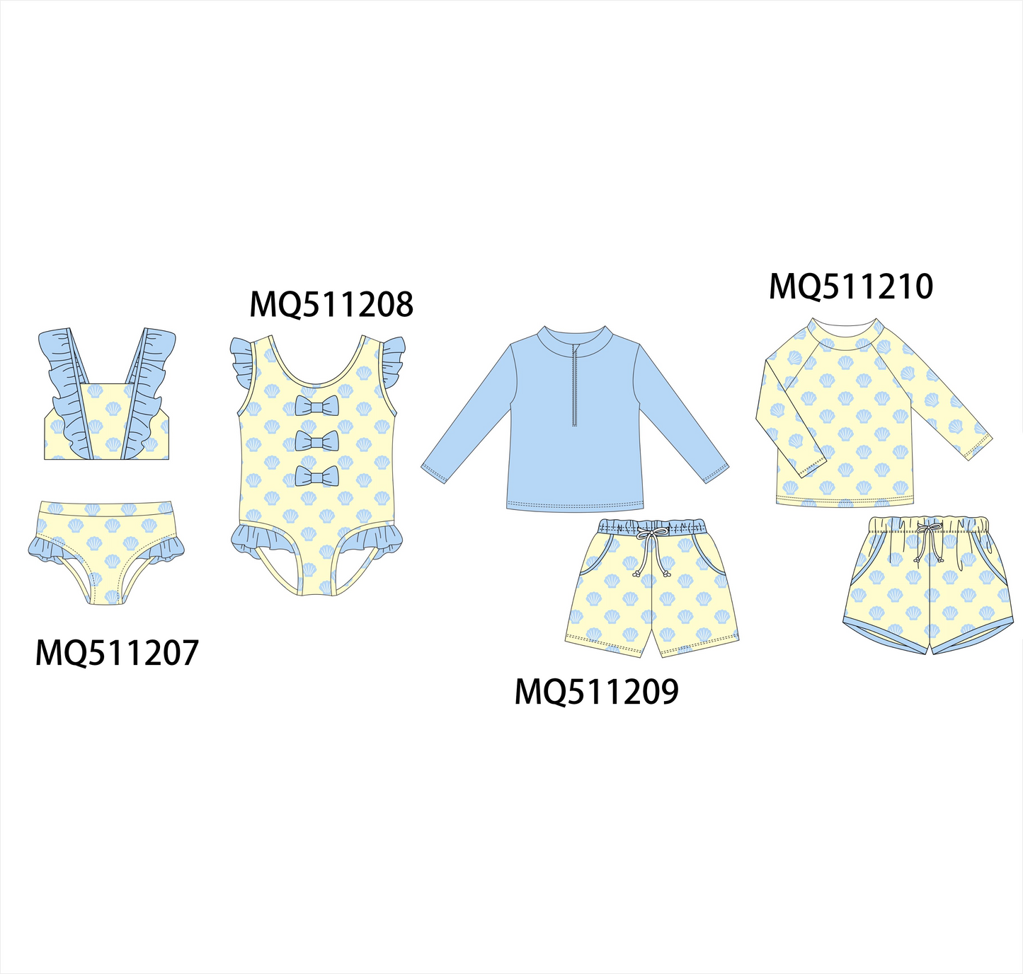 Yellow shell print swimwear collection - PO74 - 11/30 - ETA Mid April