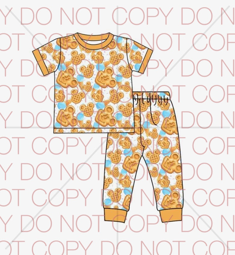 Mouse Waffle Printed PJs - Wholesale